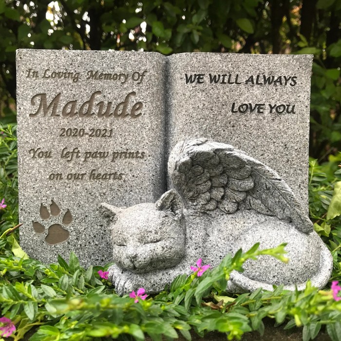 Cat memorial pet stones grave stone marker garden ideas loss statue paw cats markers cemetery ebay grief dealing andrea driver